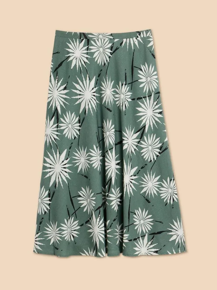Women SKIRTS White Stuff Clemence Linen Blend Skirt Green Print Women SKIRTS White Stuff Clemence Linen Blend Skirt Green Print