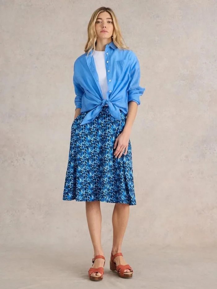 Women SKIRTS White Stuff Jade Eco Vero Jersey Skirt Blue Print