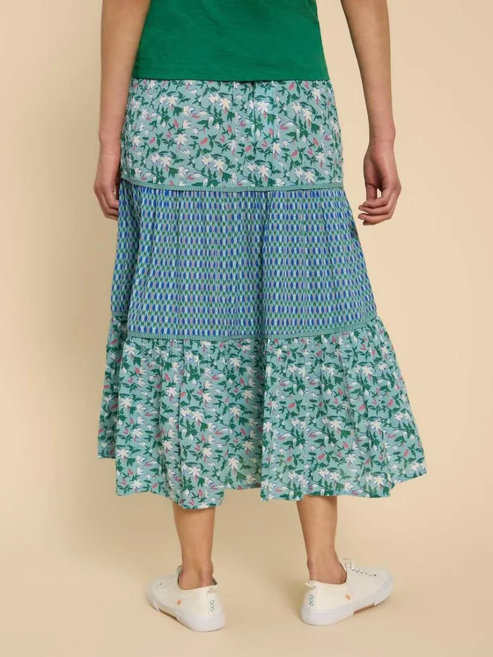 Women SKIRTS White Stuff Mabel Mixed Print Skirt Teal Print Women SKIRTS White Stuff Mabel Mixed Print Skirt Teal Print