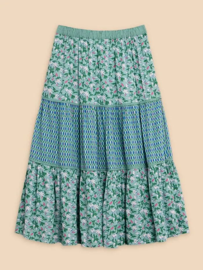Women SKIRTS White Stuff Mabel Mixed Print Skirt Teal Print Women SKIRTS White Stuff Mabel Mixed Print Skirt Teal Print