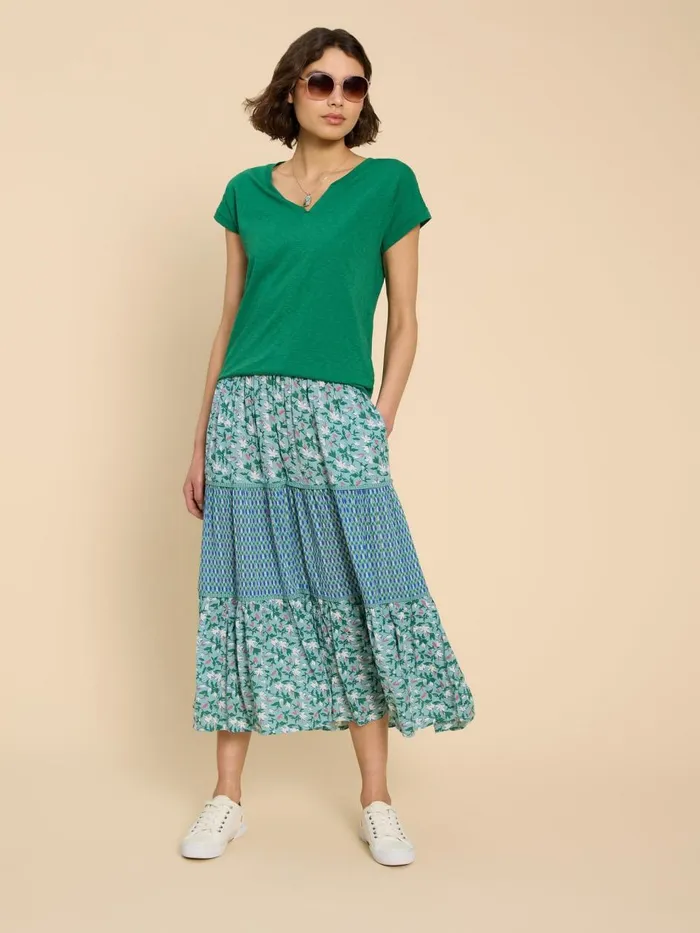 Women SKIRTS White Stuff Mabel Mixed Print Skirt Teal Print Women SKIRTS White Stuff Mabel Mixed Print Skirt Teal Print