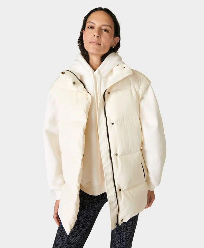 Women Skye Puffer Gilet Studio White Coats and Jackets Sweaty Betty