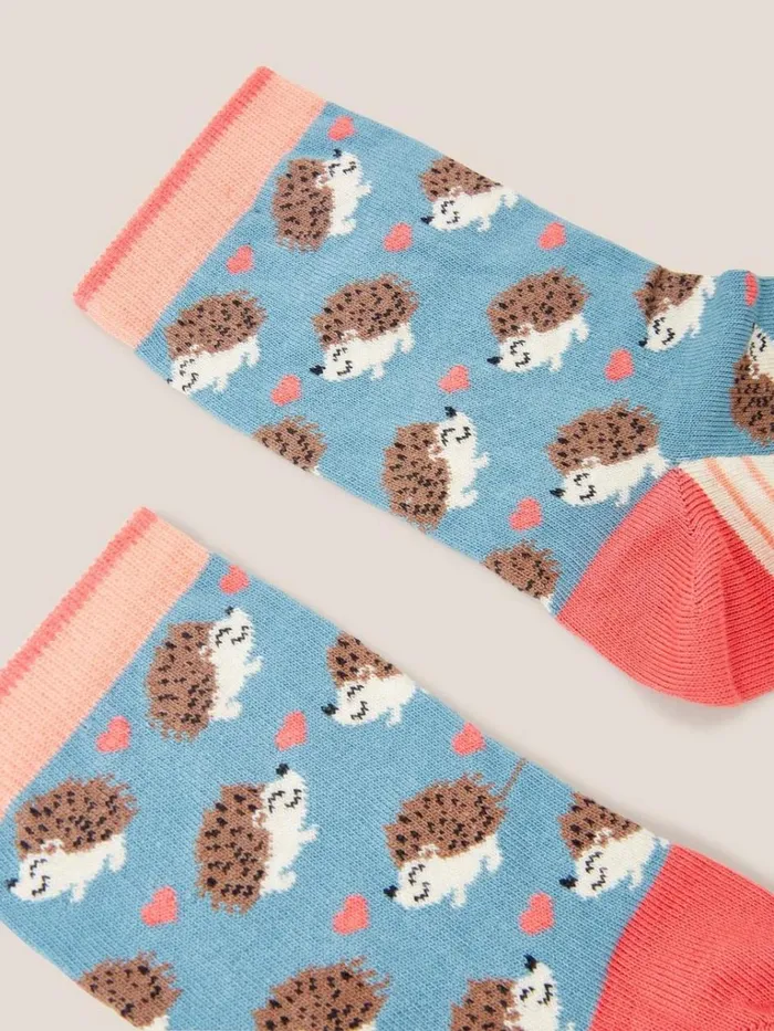 Women SOCKS White Stuff Hedgehog Ankle Sock Blue Multi