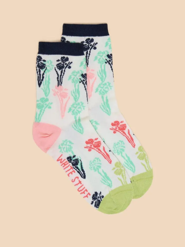 Women SOCKS White Stuff Iris Floral Ankle Sock Ivory Multi Women SOCKS White Stuff Iris Floral Ankle Sock Ivory Multi