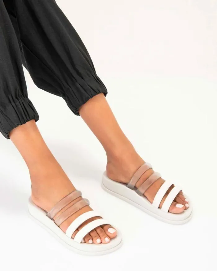 Women Soft Wave Slide Whiteclear Melissa Slides
