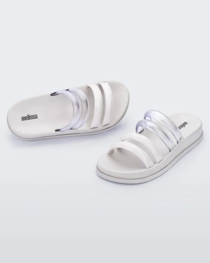 Women Soft Wave Slide Whiteclear Melissa Slides