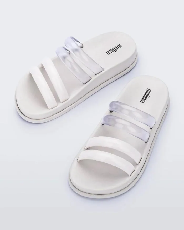 Women Soft Wave Slide Whiteclear Melissa Slides