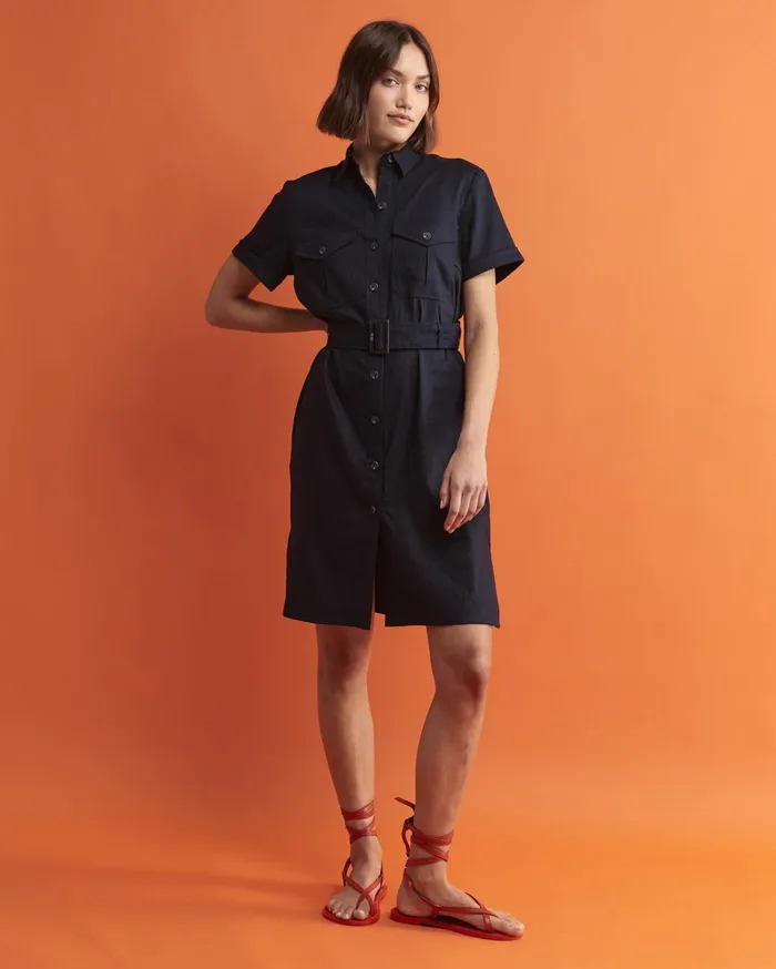 Women Sportscraft Dresses Rosa Belted Shirt Dress Classic Navy