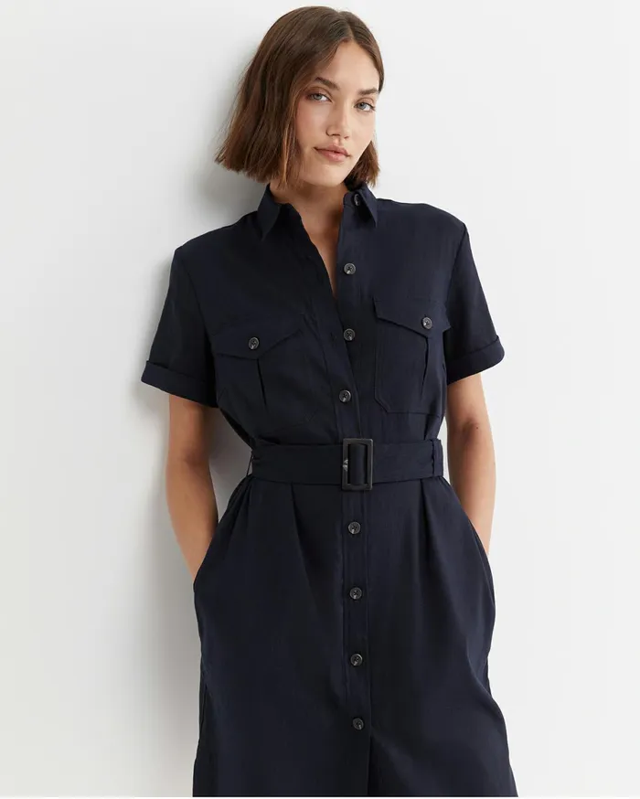 Women Sportscraft Dresses Rosa Belted Shirt Dress Classic Navy