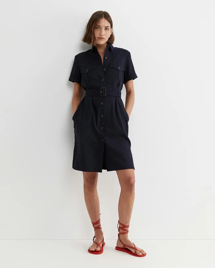 Women Sportscraft Dresses Rosa Belted Shirt Dress Classic Navy