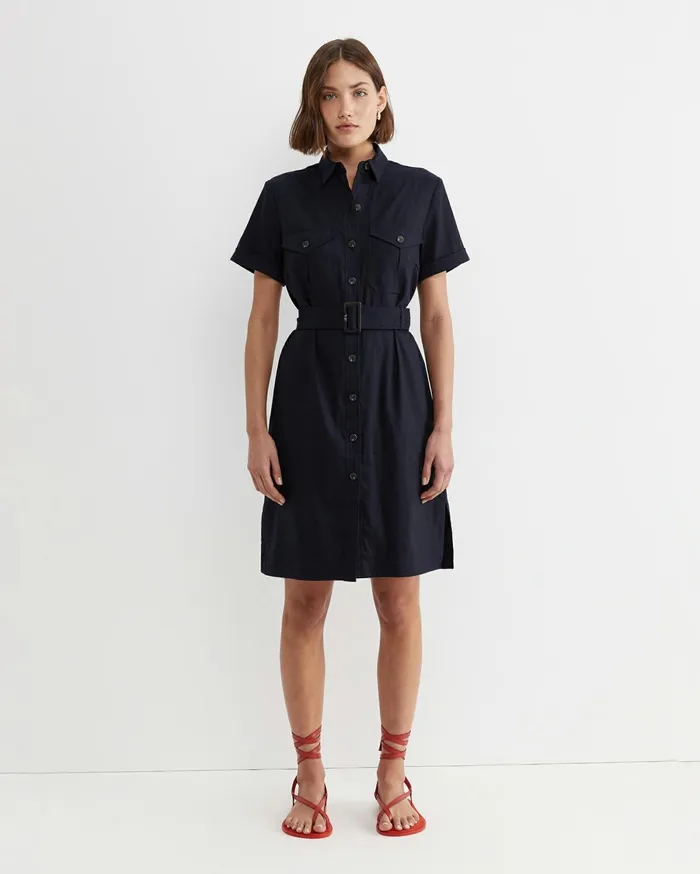Women Sportscraft Dresses Rosa Belted Shirt Dress Classic Navy
