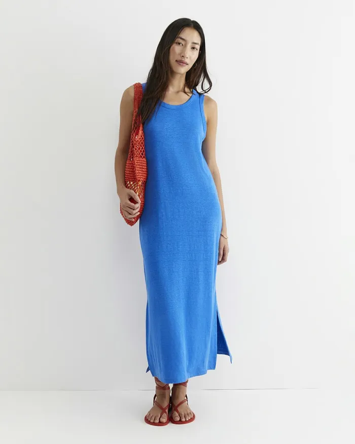 Women Sportscraft Dresses Tonia Linen Tank Midi Dress Peacock