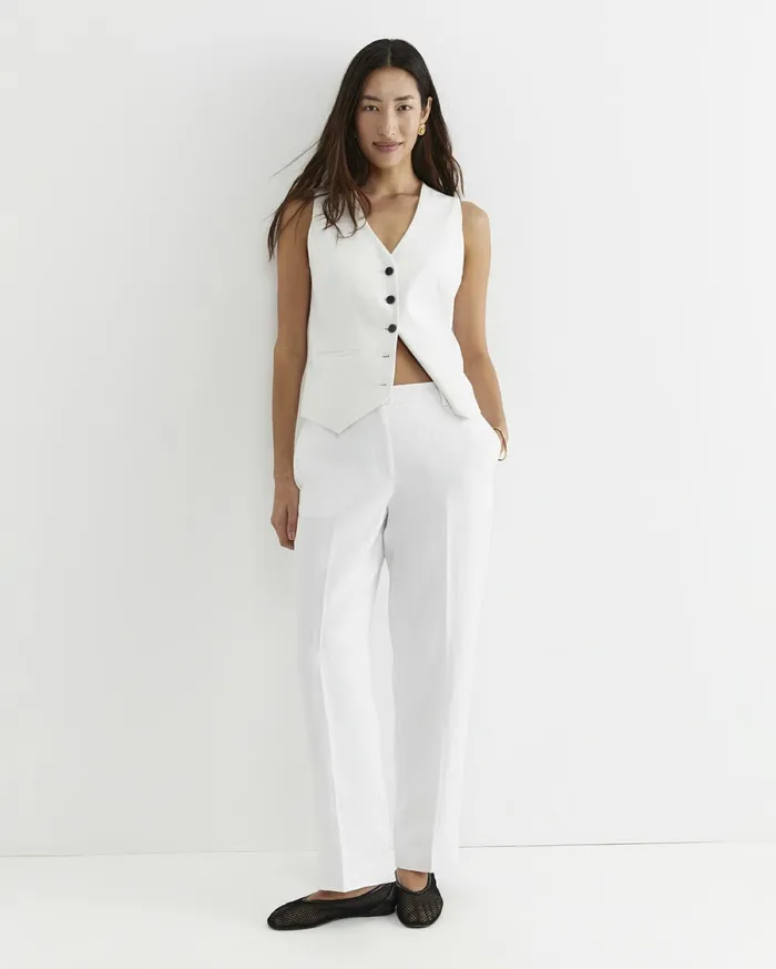 Women Sportscraft Pants Freya Straight Linen Pant White