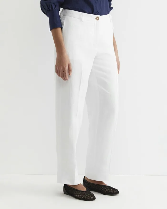 Women Sportscraft Pants Freya Straight Linen Pant White