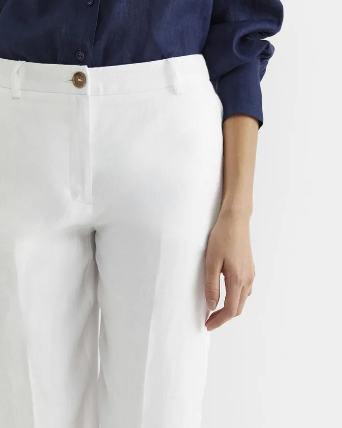 Women Sportscraft Pants Freya Straight Linen Pant White
