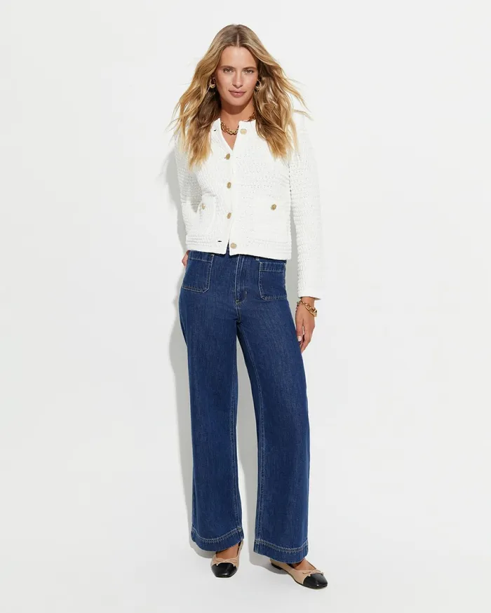 Women Sportscraft Pants Nili Wide Leg Jean Blue Wash