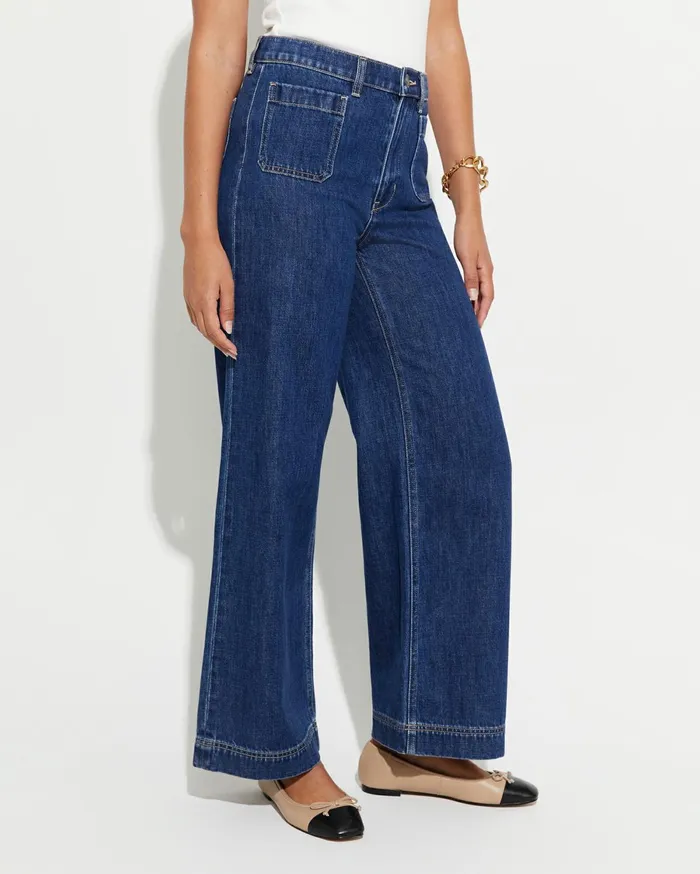 Women Sportscraft Pants Nili Wide Leg Jean Blue Wash