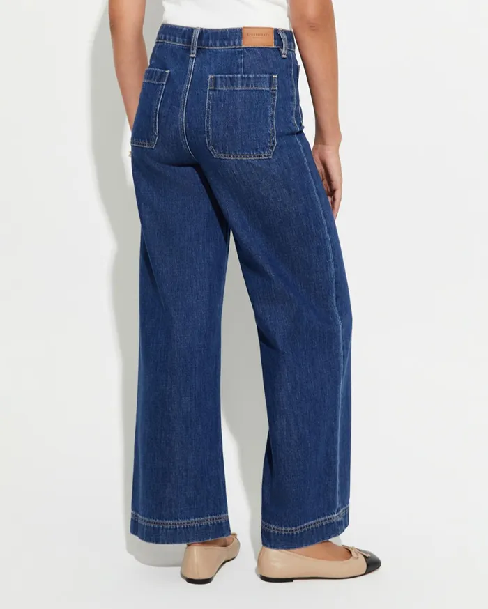 Women Sportscraft Pants Nili Wide Leg Jean Blue Wash