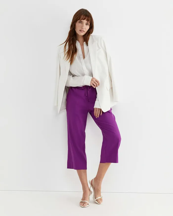 Women Sportscraft Pants Rosa Crop Linen Pant Hydrangea