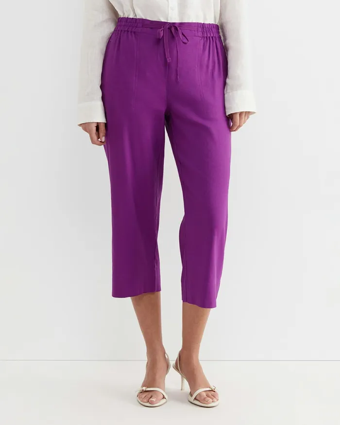 Women Sportscraft Pants Rosa Crop Linen Pant Hydrangea