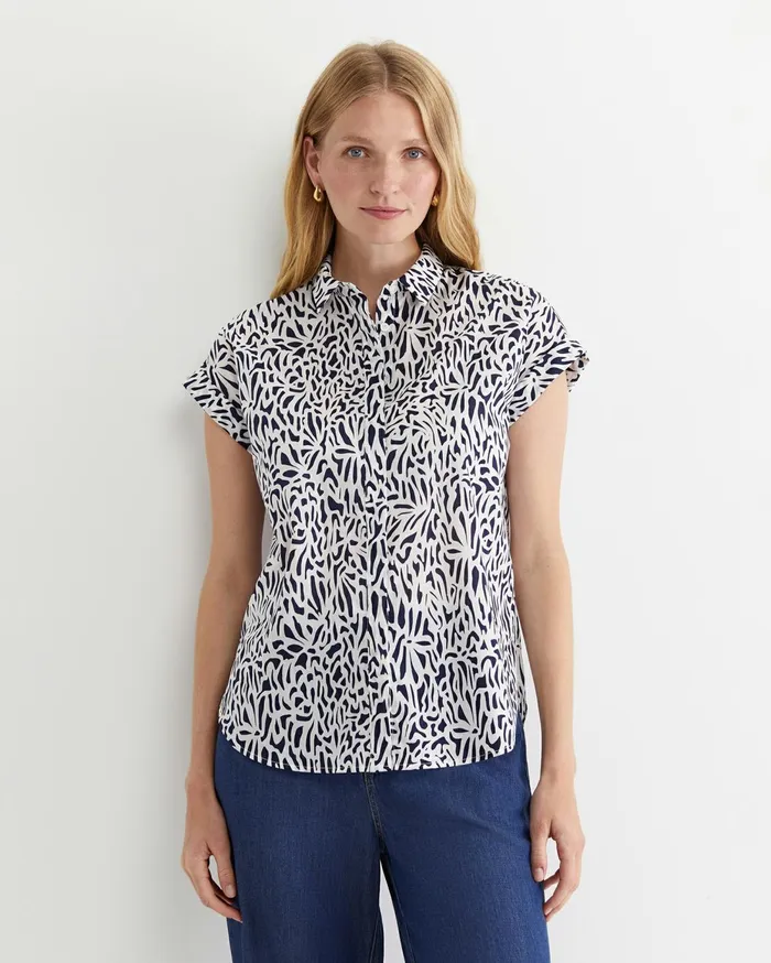 Women Sportscraft Shirts Adriana Lily Voile Shirt Whitenavy