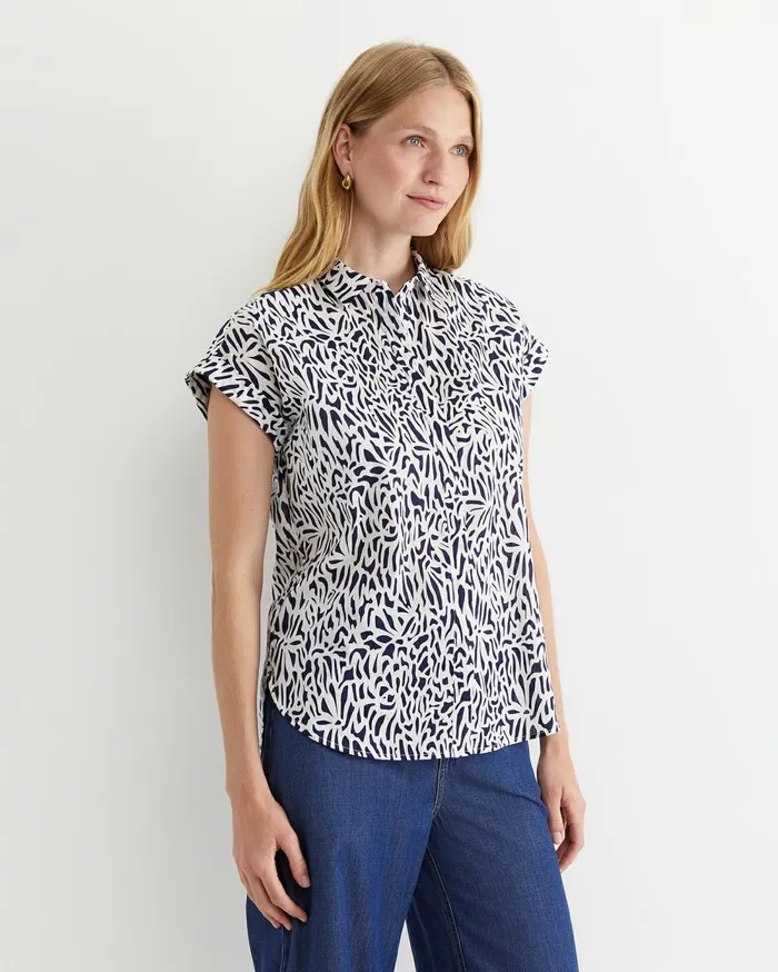Women Sportscraft Shirts Adriana Lily Voile Shirt Whitenavy