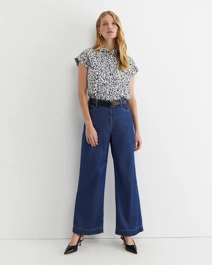 Women Sportscraft Shirts Adriana Lily Voile Shirt Whitenavy