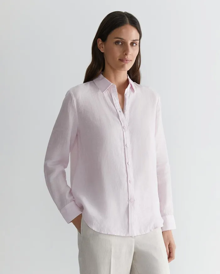 Women Sportscraft Shirts Dahlia Long Sleeve Linen Shirt Pink