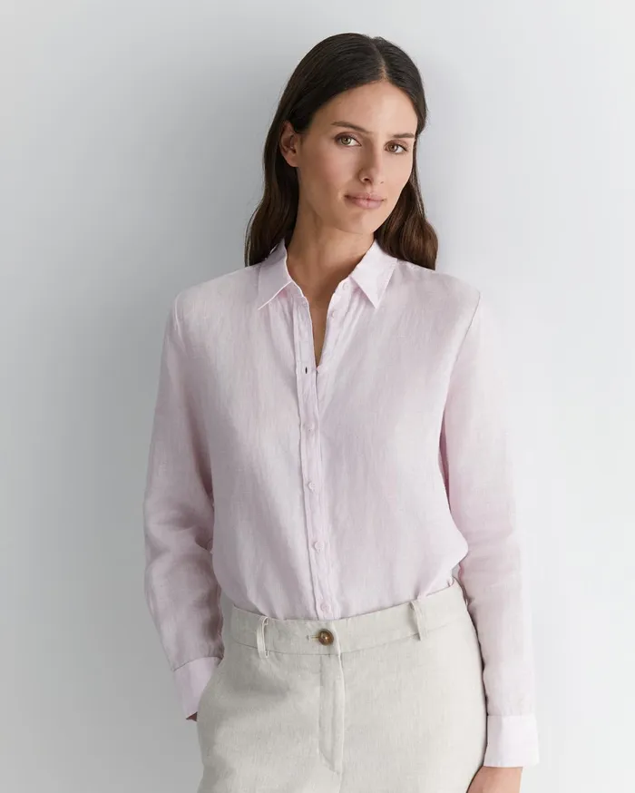 Women Sportscraft Shirts Dahlia Long Sleeve Linen Shirt Pink