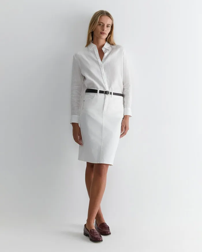 Women Sportscraft Shirts Dahlia Long Sleeve Linen Shirt White