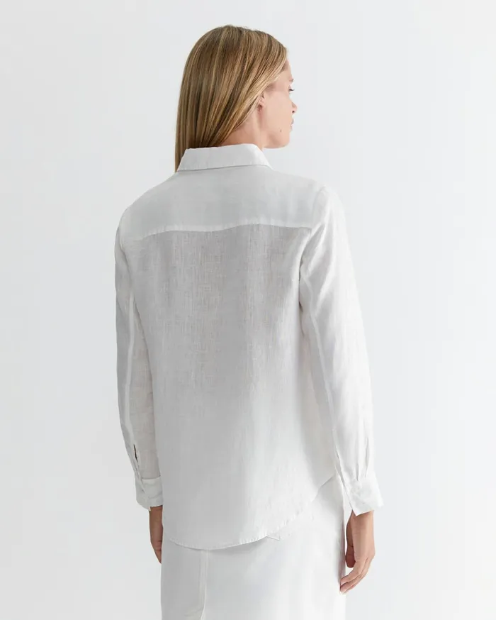 Women Sportscraft Shirts Dahlia Long Sleeve Linen Shirt White
