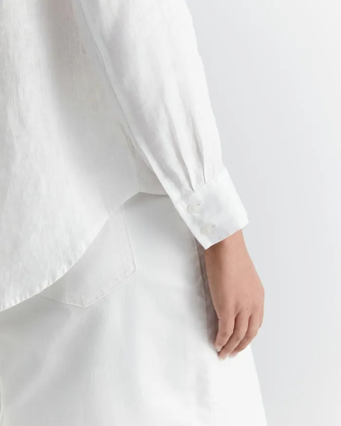 Women Sportscraft Shirts Dahlia Long Sleeve Linen Shirt White