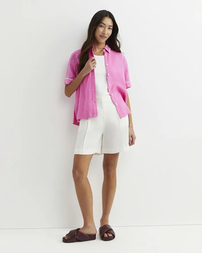 Women Sportscraft Shirts Lulu Blanket Stitch Linen Shirt Strawberry