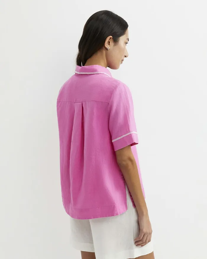 Women Sportscraft Shirts Lulu Blanket Stitch Linen Shirt Strawberry