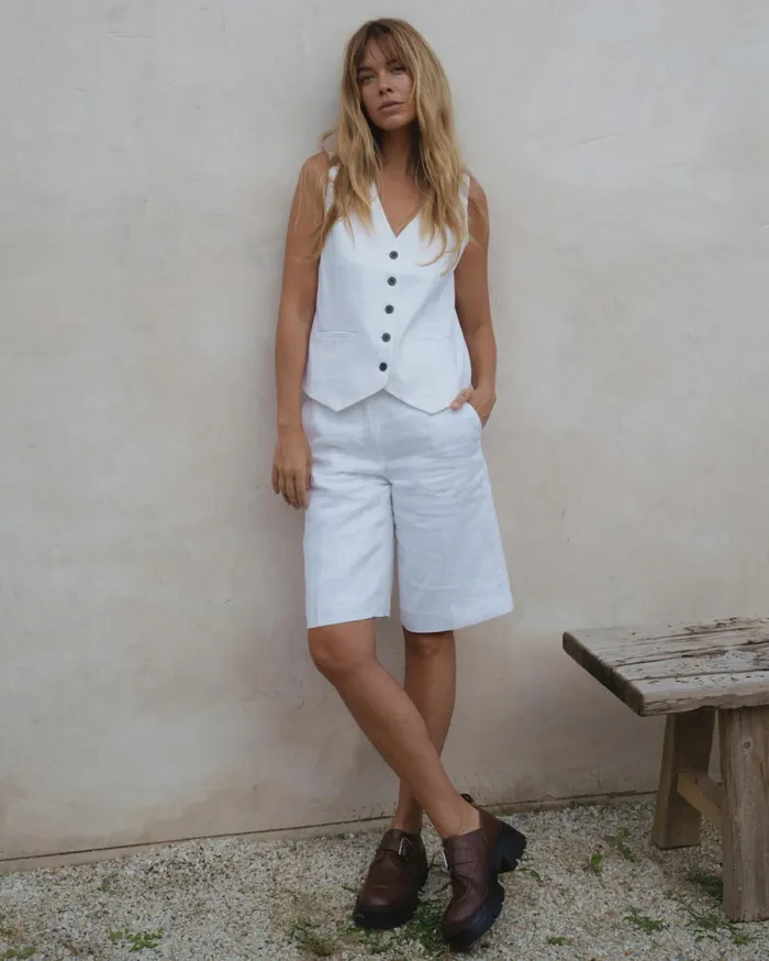 Women Sportscraft Shorts Freya Bermuda Linen Short White