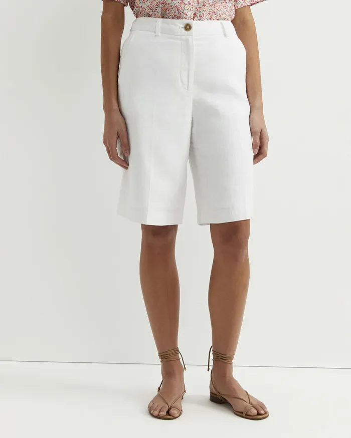 Women Sportscraft Shorts Freya Bermuda Linen Short White
