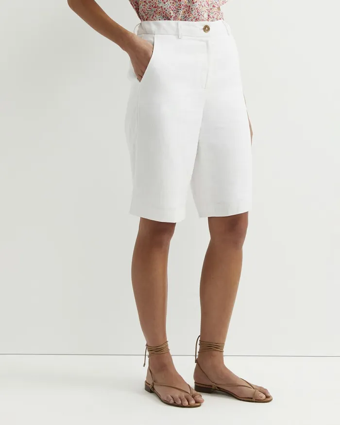 Women Sportscraft Shorts Freya Bermuda Linen Short White
