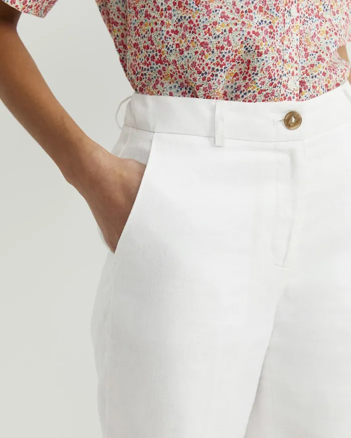 Women Sportscraft Shorts Freya Bermuda Linen Short White