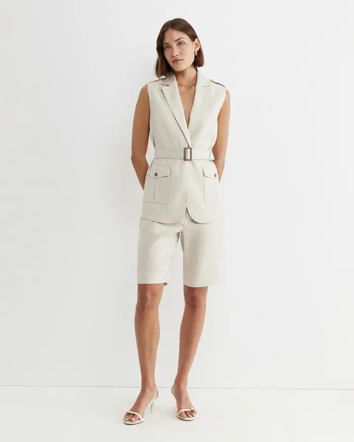 Women Sportscraft Shorts Lena Bermuda Linen Short String