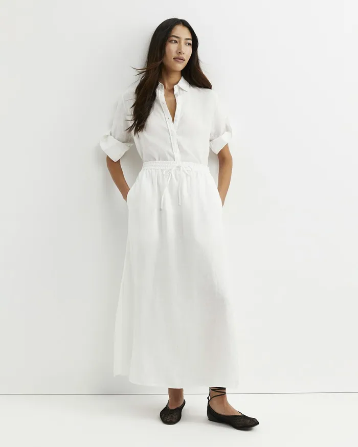 Women Sportscraft Skirts Lulu Linen Midi Skirt White