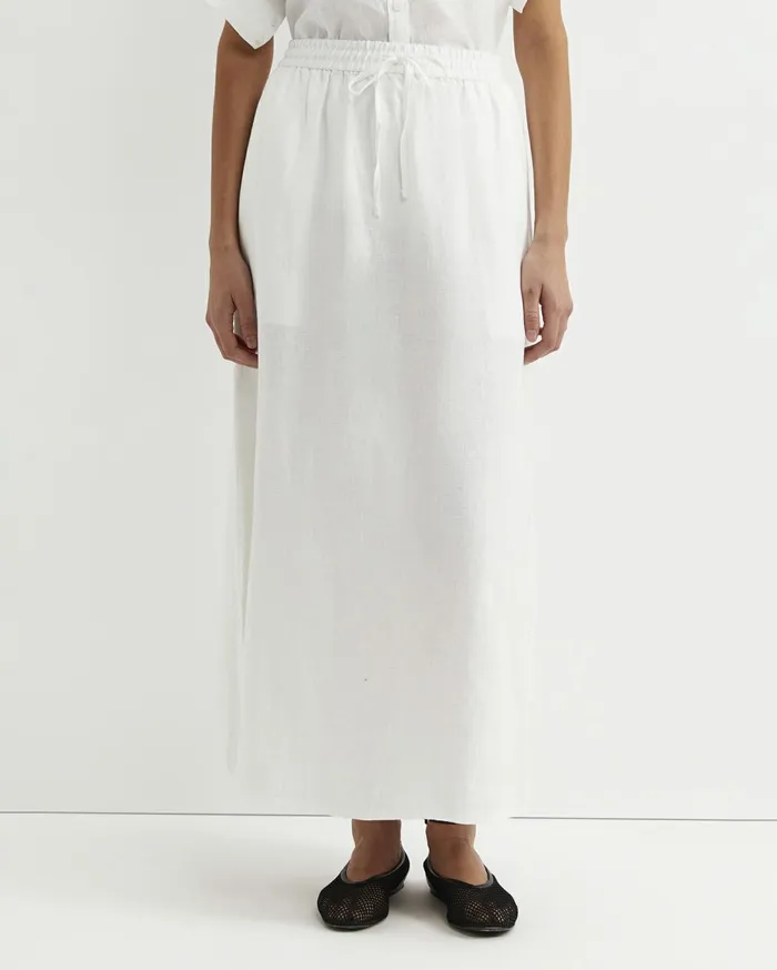 Women Sportscraft Skirts Lulu Linen Midi Skirt White