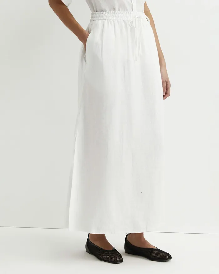 Women Sportscraft Skirts Lulu Linen Midi Skirt White