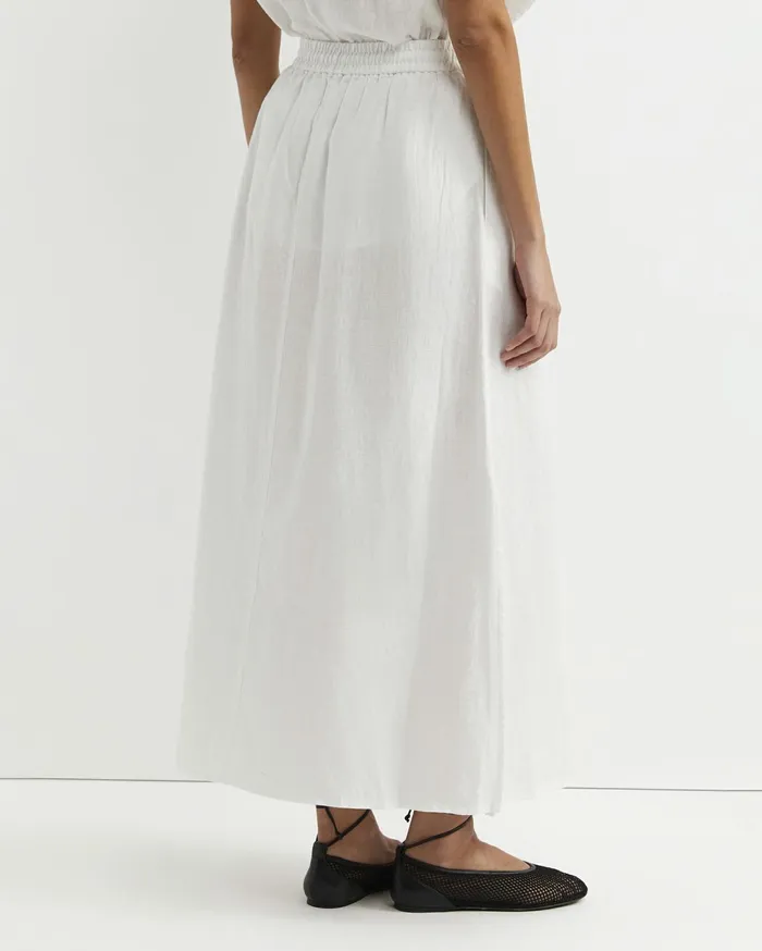 Women Sportscraft Skirts Lulu Linen Midi Skirt White