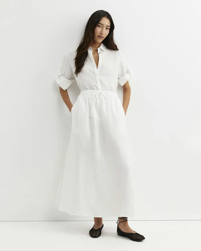 Women Sportscraft Skirts Lulu Linen Midi Skirt White