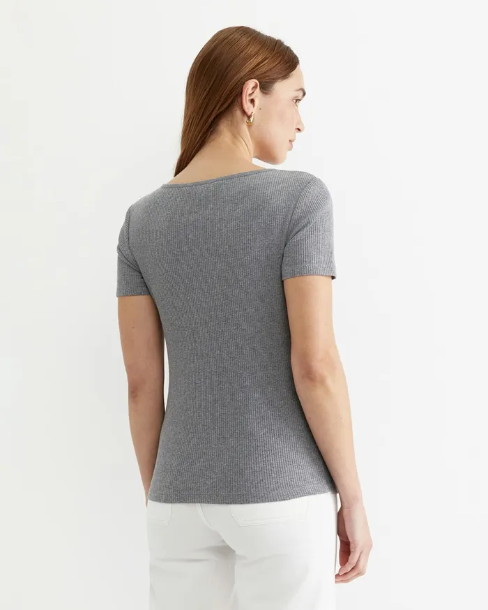 Women Sportscraft Tops and Tees Allie Scoop Rib Tee Charcoal Melange