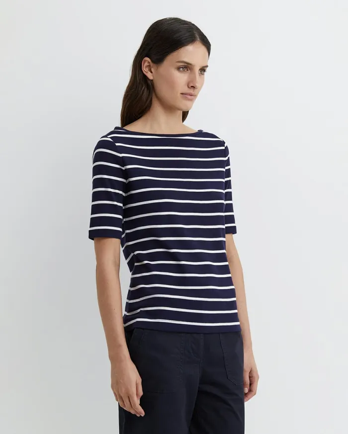 Women Sportscraft Tops and Tees Heidi Boat Neck Top Navywhite