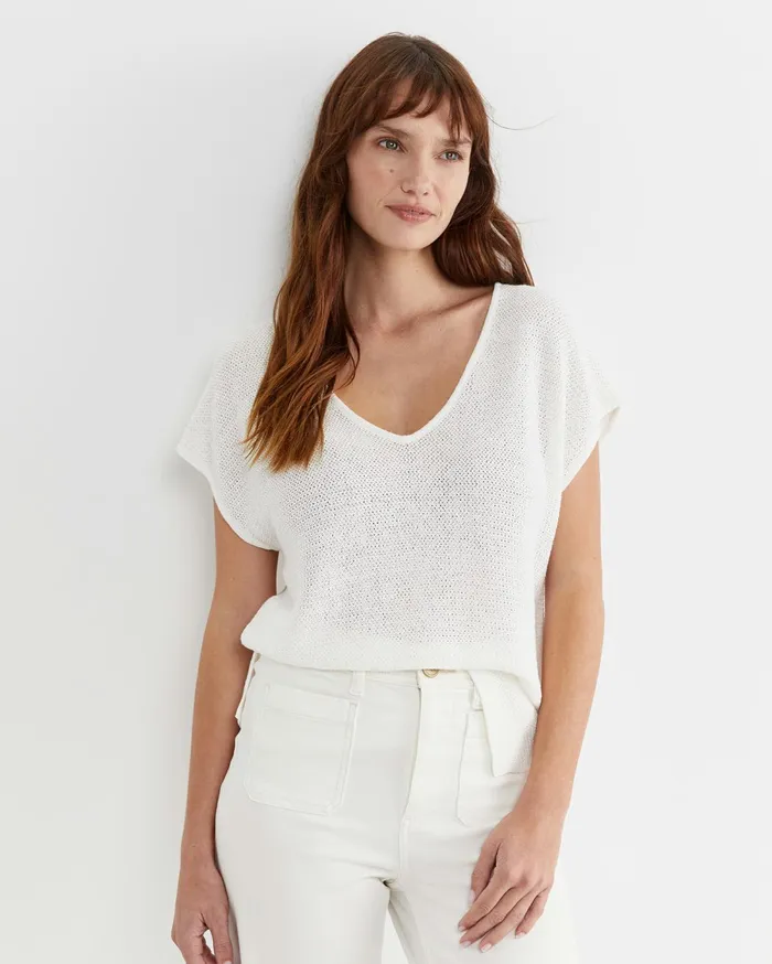 Women Sportscraft Tops and Tees Luisa VNeck Knit Top Milk