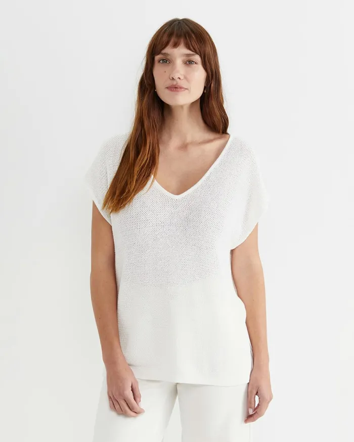 Women Sportscraft Tops and Tees Luisa VNeck Knit Top Milk