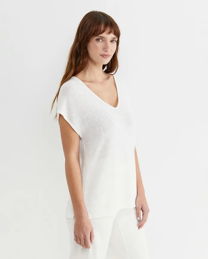 Women Sportscraft Tops and Tees Luisa VNeck Knit Top Milk