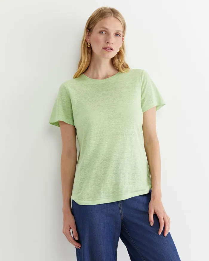 Women Sportscraft Tops and Tees Tonia Crew Neck Linen Tee Pear